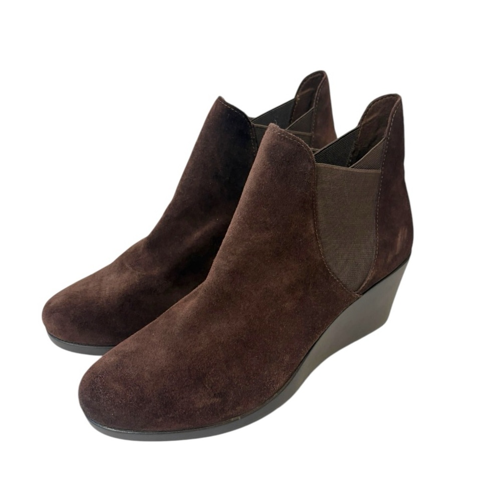 CROCS Leigh Wedge Chelsea Ankle Boot Wedges Suede Dark Brown Espresso‎ NEW 8.5
